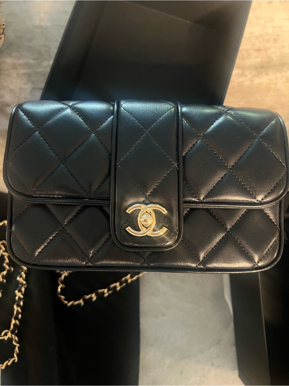 CHANEL Black Quilted Lambskin Crossbody with Gold Hardware - Picture 2 of 7